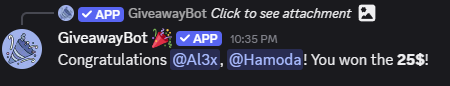 Annonce des gagnants du giveaway Slott sur Discord